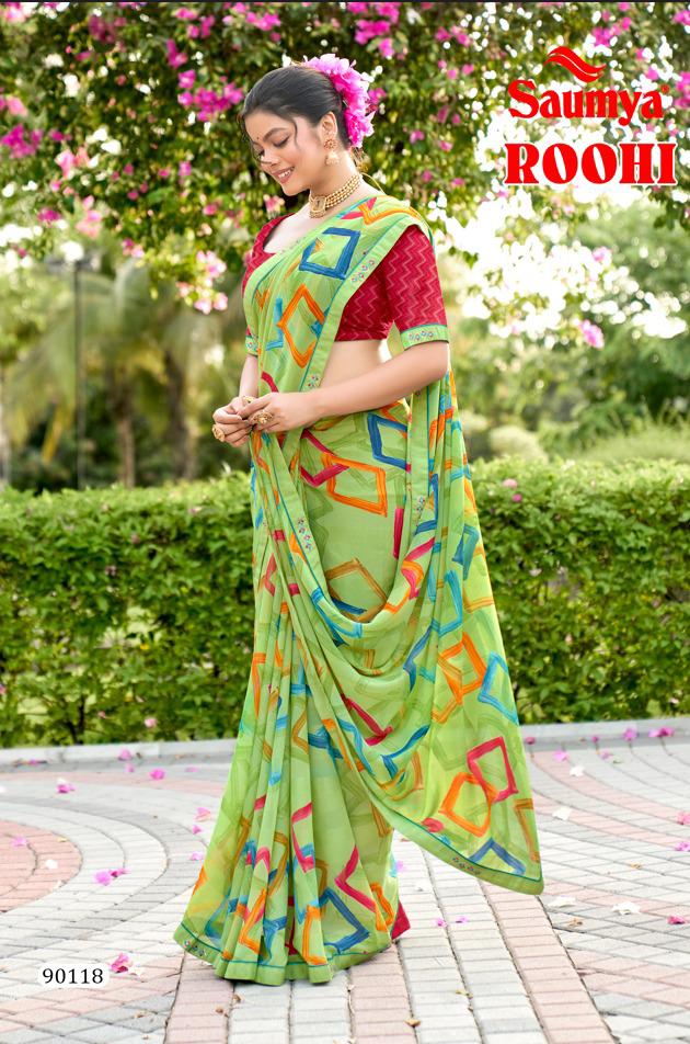 Roohi By Saumya Daily Wear Georgette Printed Sarees Wholesale Online